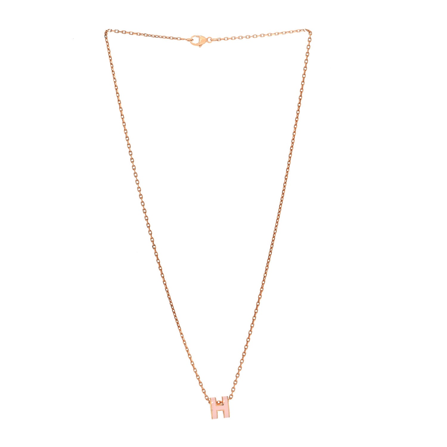 Hermes Lacquered Rose Gold Mini Pop H Pendant Necklace Rose Dragee 3 of 5