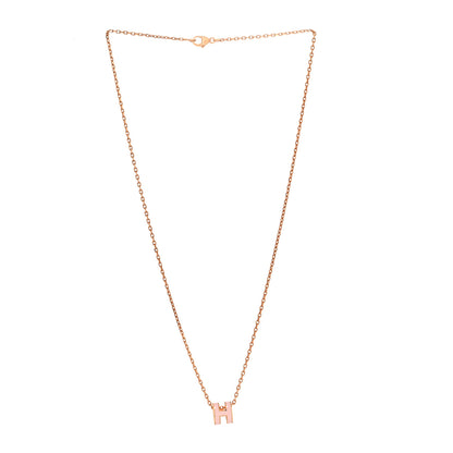 Hermes Lacquered Rose Gold Mini Pop H Pendant Necklace Rose Dragee 3 of 5