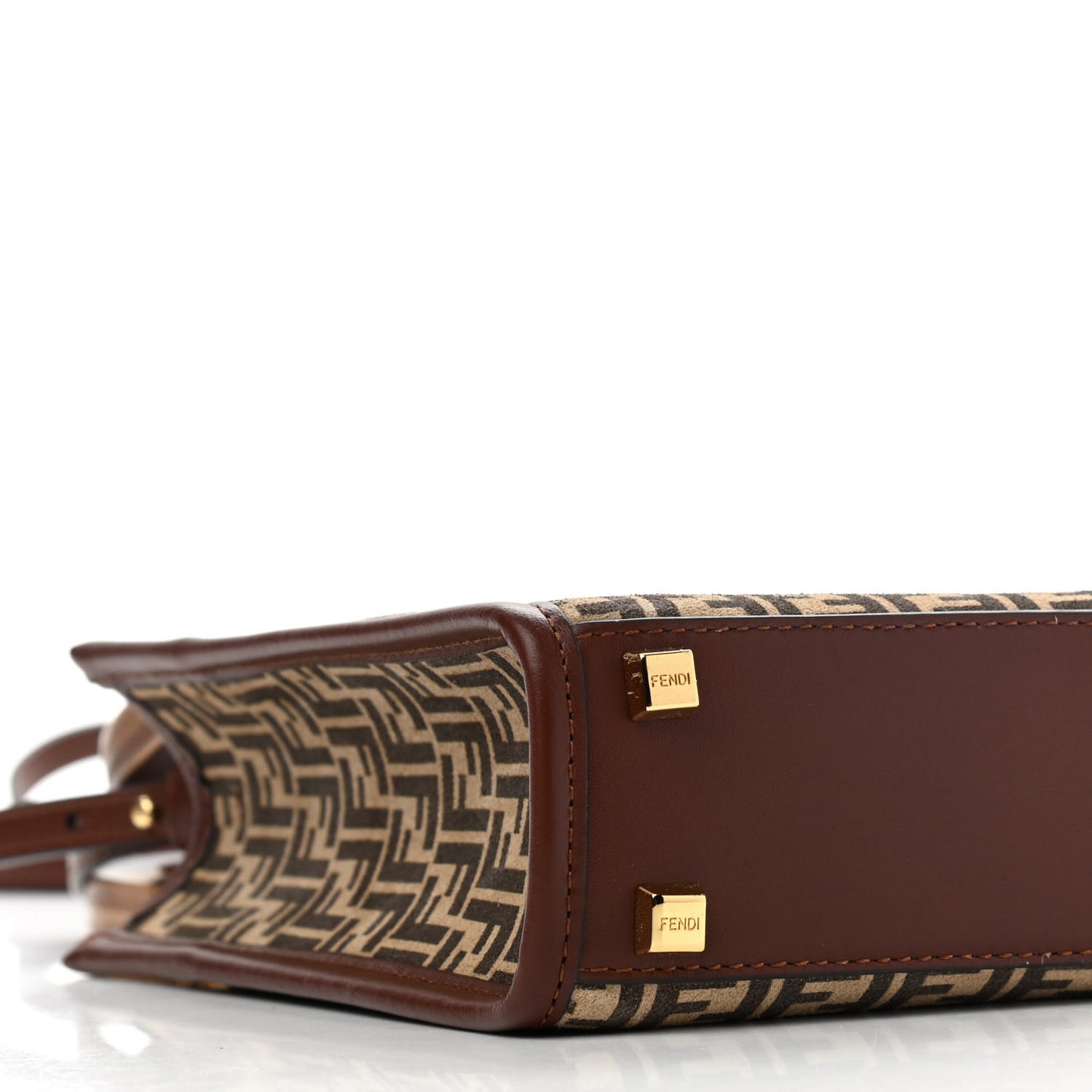 Suede Vitello King Micro FF Mini Fendi Sunshine Shopper Tote Nude Maya Brown