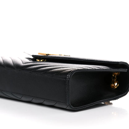 Saint Laurent Grain De Poudre Matelasse Chevron Medium Monogram Satchel Black 9 of 11