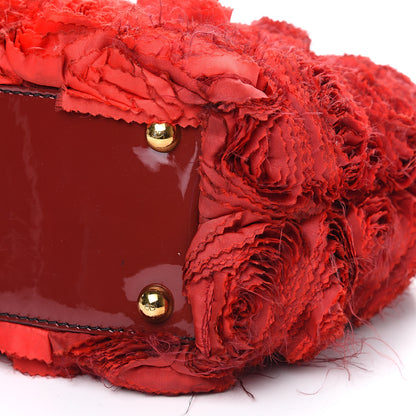 Valentino Garavani Silk Patent Rosier Tote Red 8 of 9