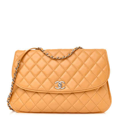 Chanel Lambskin Quilted Pagode Piping Flap Dark Yellow 1 of 12