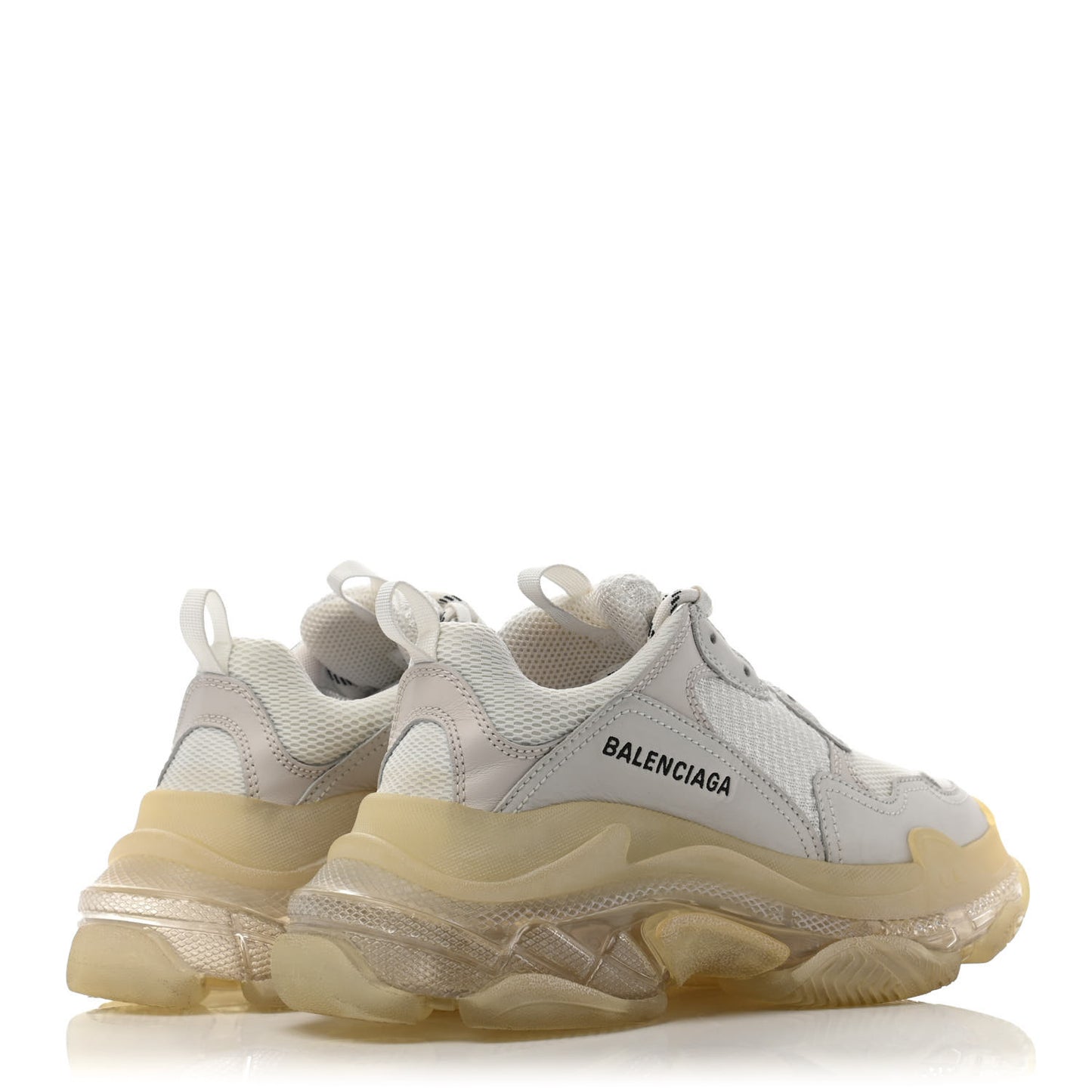 Fabric Mesh Clear Sole Womens Triple S Sneakers 37 White