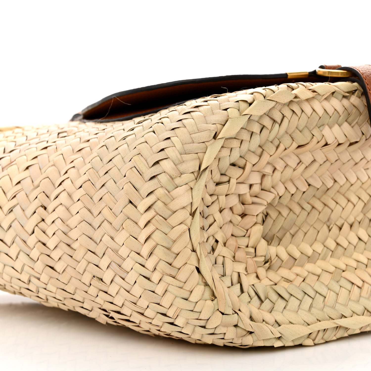Chloe Raffia Small Grain Calfskin Medium Marcie Basket Tan 9 of 12