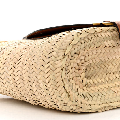 Chloe Raffia Small Grain Calfskin Medium Marcie Basket Tan 9 of 12