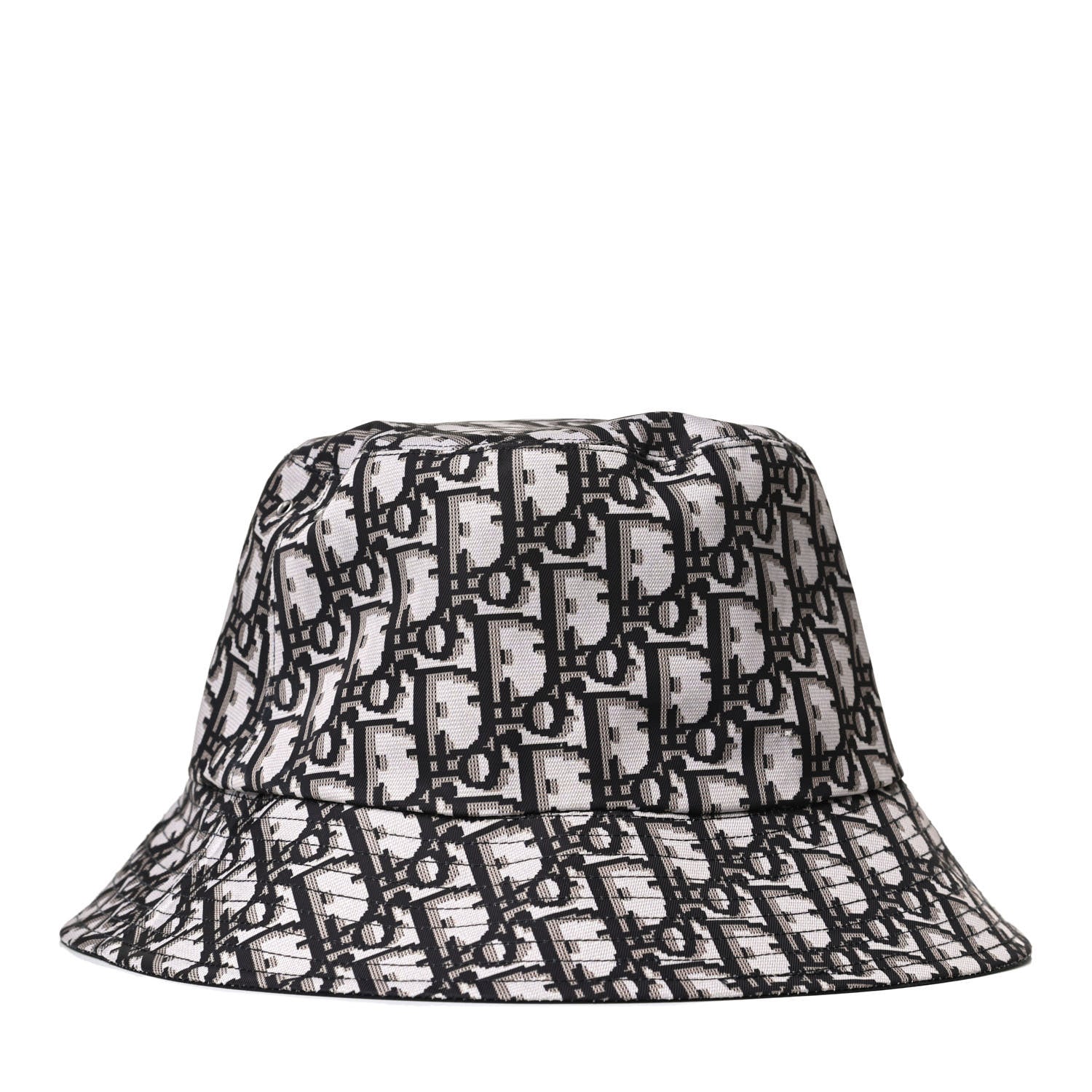 Christian Dior Polyester Cotton Oblique Teddy-D Brim Bucket Hat 57 Black 2 of 9