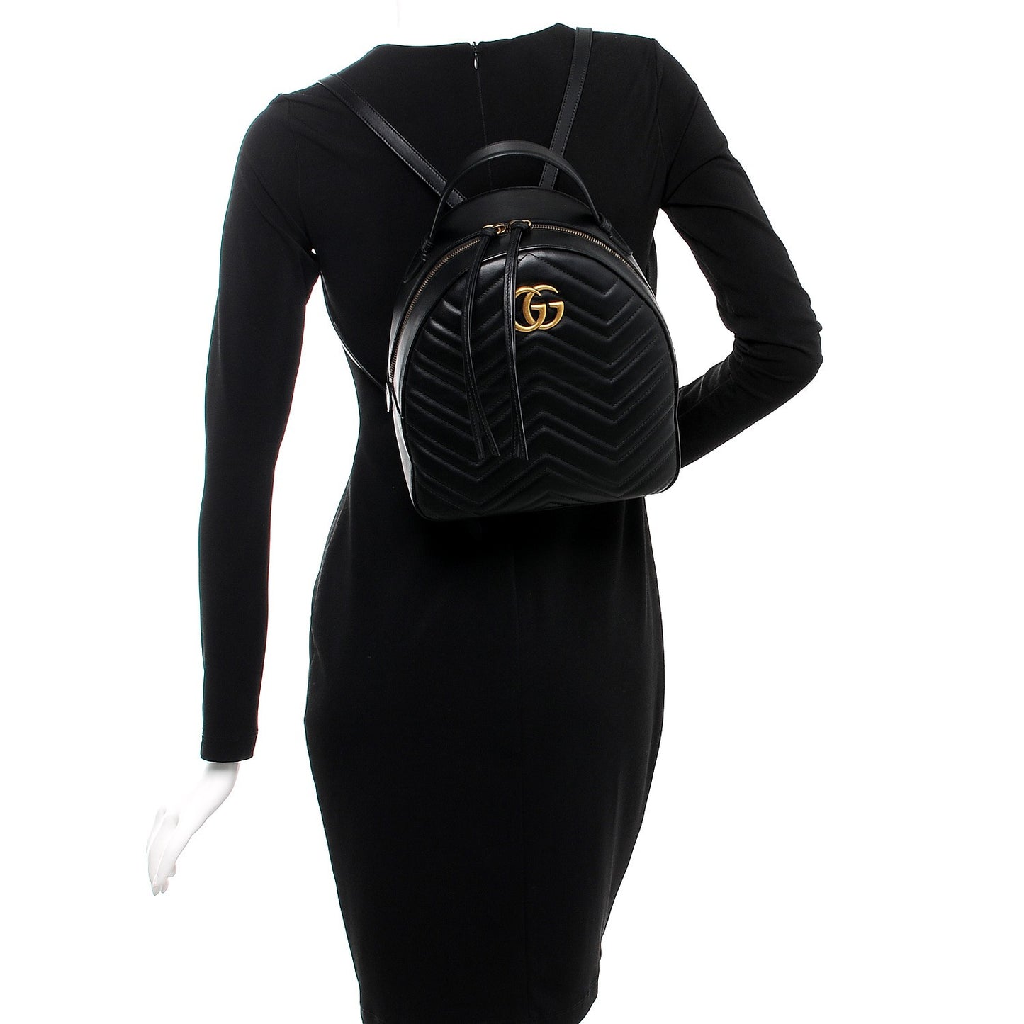 Calfskin Matelasse GG Marmont Backpack Black