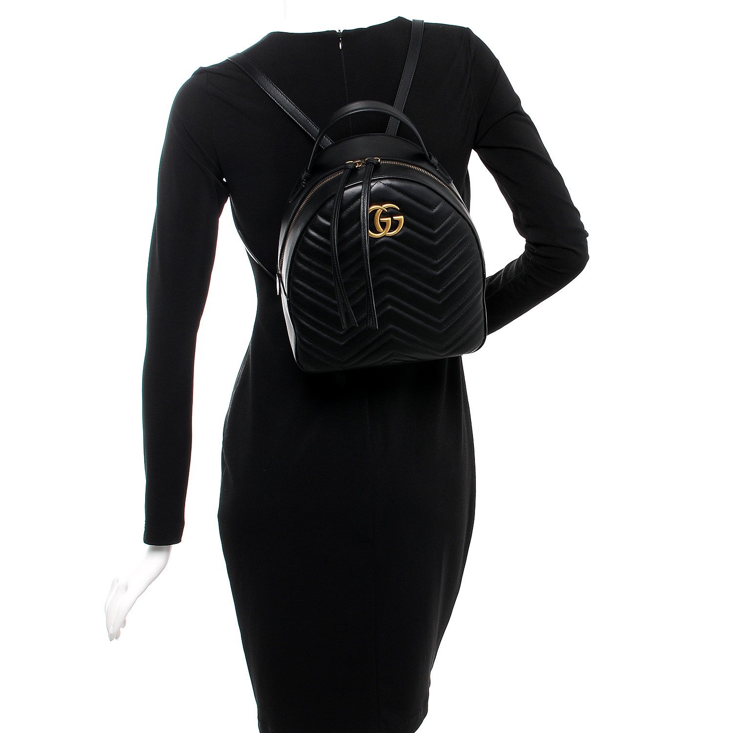 Gucci Calfskin Matelasse GG Marmont Backpack Black 2 of 7