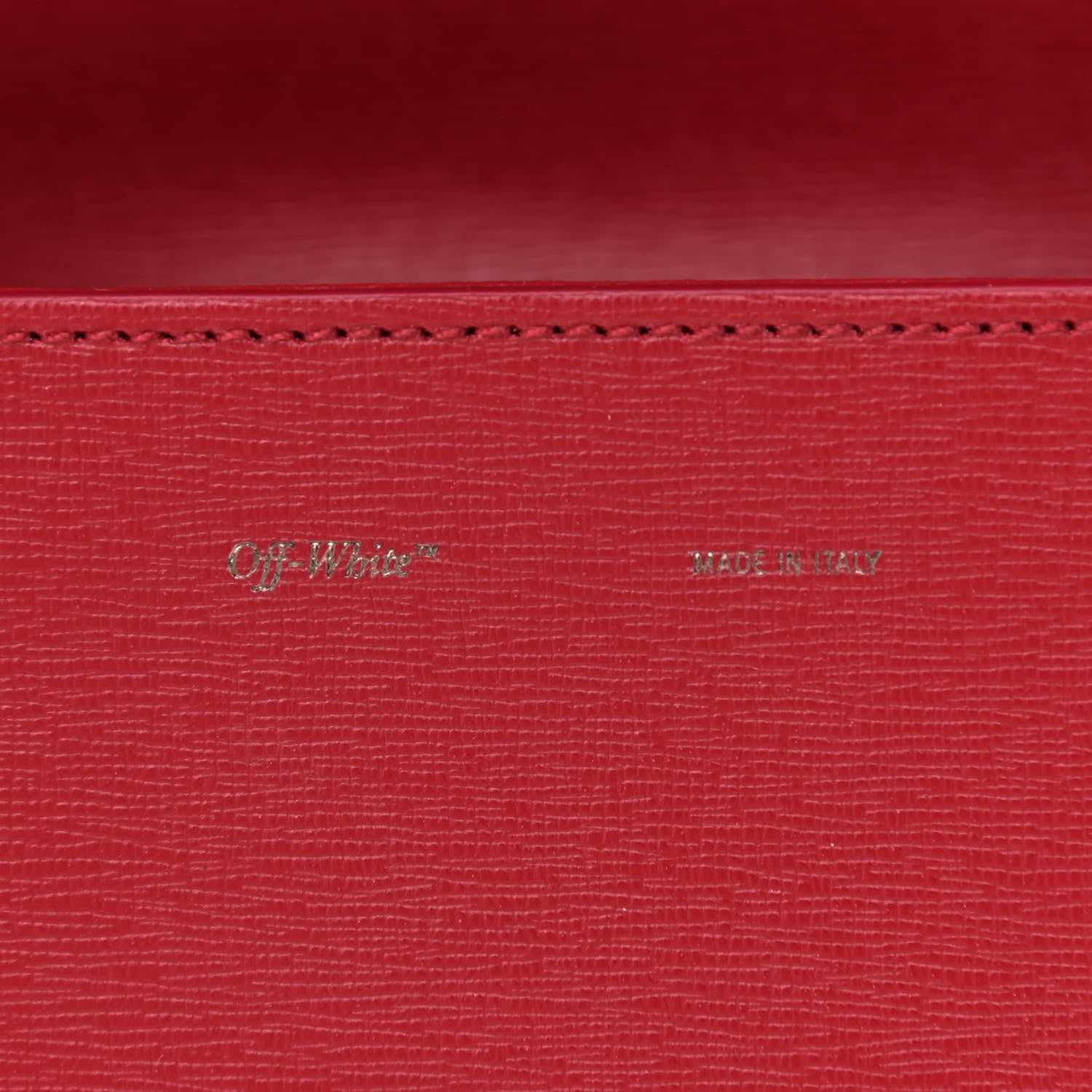 Off-White Saffiano Binder Clip Flap Shoulder Bag Red 6 of 11