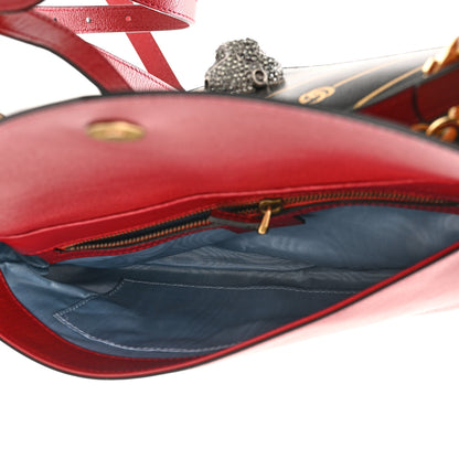 Gucci Calfskin Diagonal GG Medium Thiara Double Envelope Shoulder Bag Black Red 5 of 12