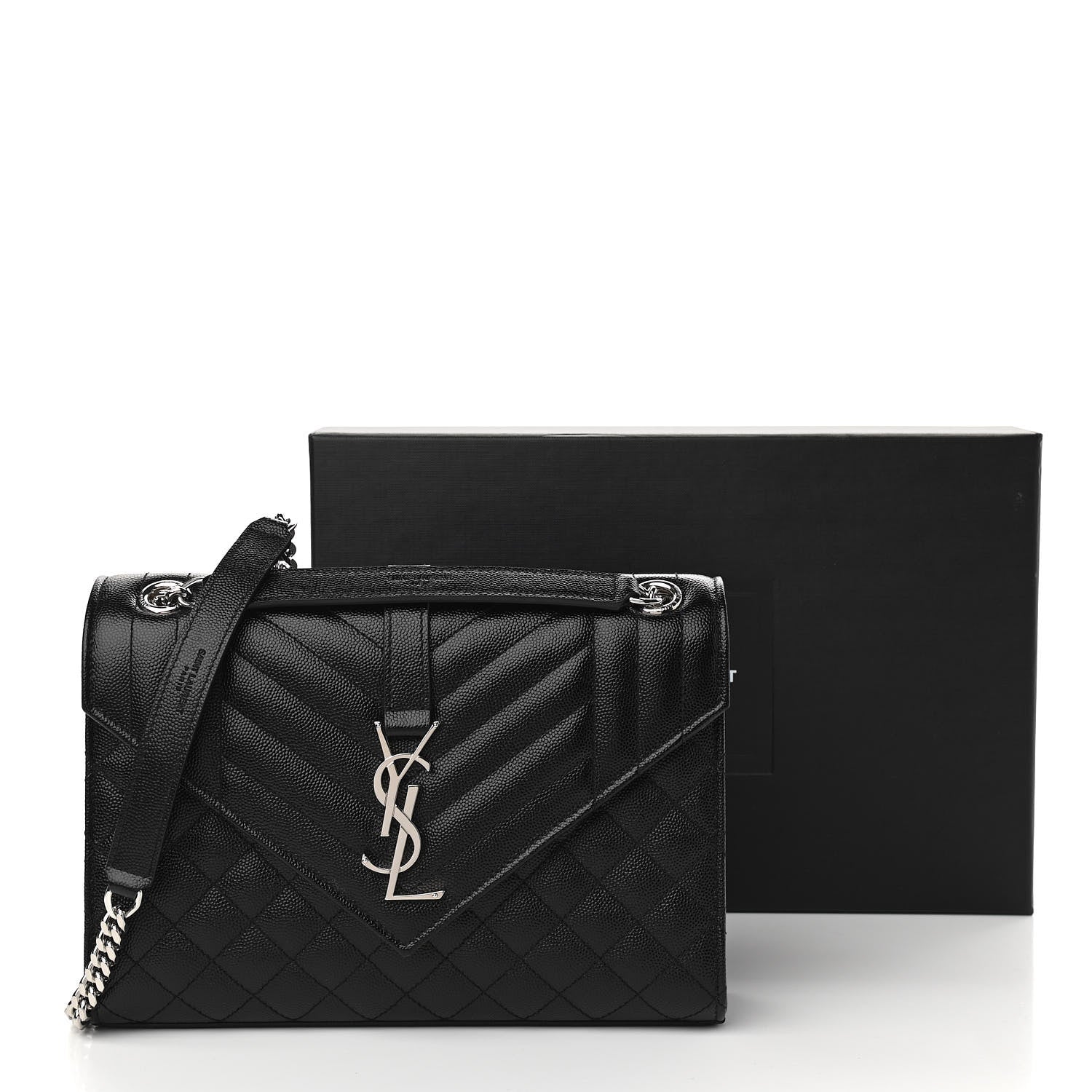 Saint Laurent Grain De Poudre Textured Mixed Matelasse Triquilt Medium Monogram Satchel Black 11 of 11