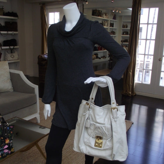 Miu Miu Vitello Lux Leather Large Bag Ivory 2 of 12