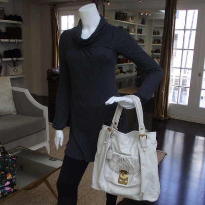 Miu Miu Vitello Lux Leather Large Bag Ivory 2 of 12