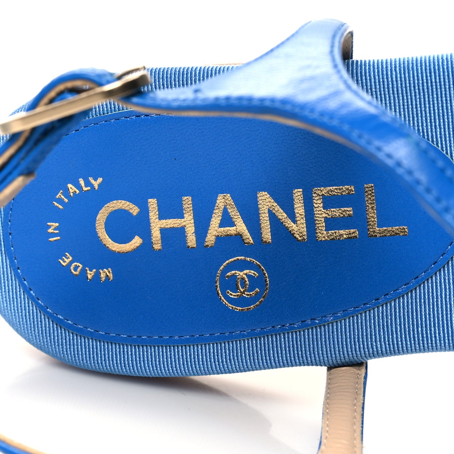 Lambskin CC Logo Thong Sandals 37 Blue