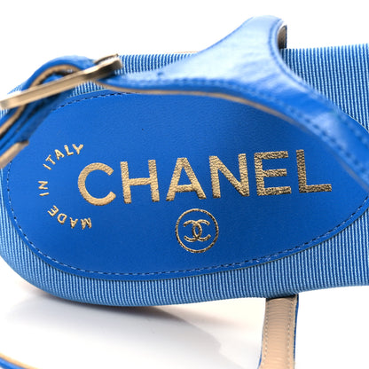 Chanel Lambskin CC Logo Thong Sandals 37 Blue 7 of 7