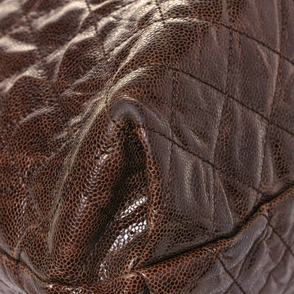 Chanel Distressed Glazed Caviar Quilted Large Elastic Tote Brown 8 of 12