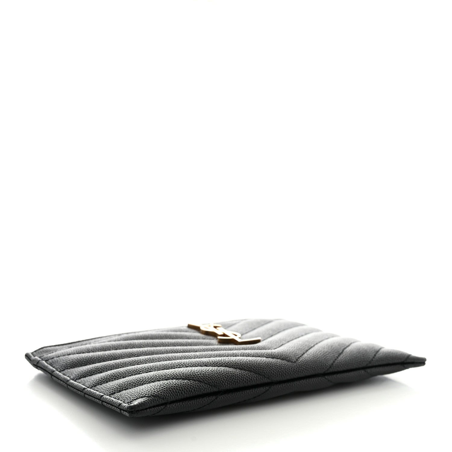 Saint Laurent Grain De Poudre Chevron Monogram Bill Pouch Black 4 of 8