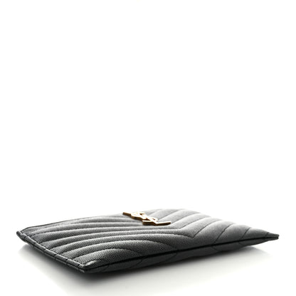 Saint Laurent Grain De Poudre Chevron Monogram Bill Pouch Black 4 of 8