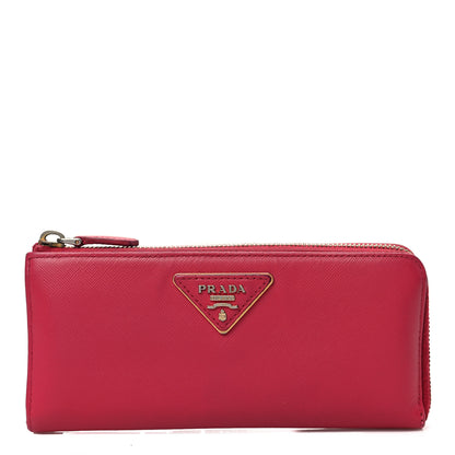 Prada Saffiano Triangle Zip Around Wallet Peonia 1 of 6