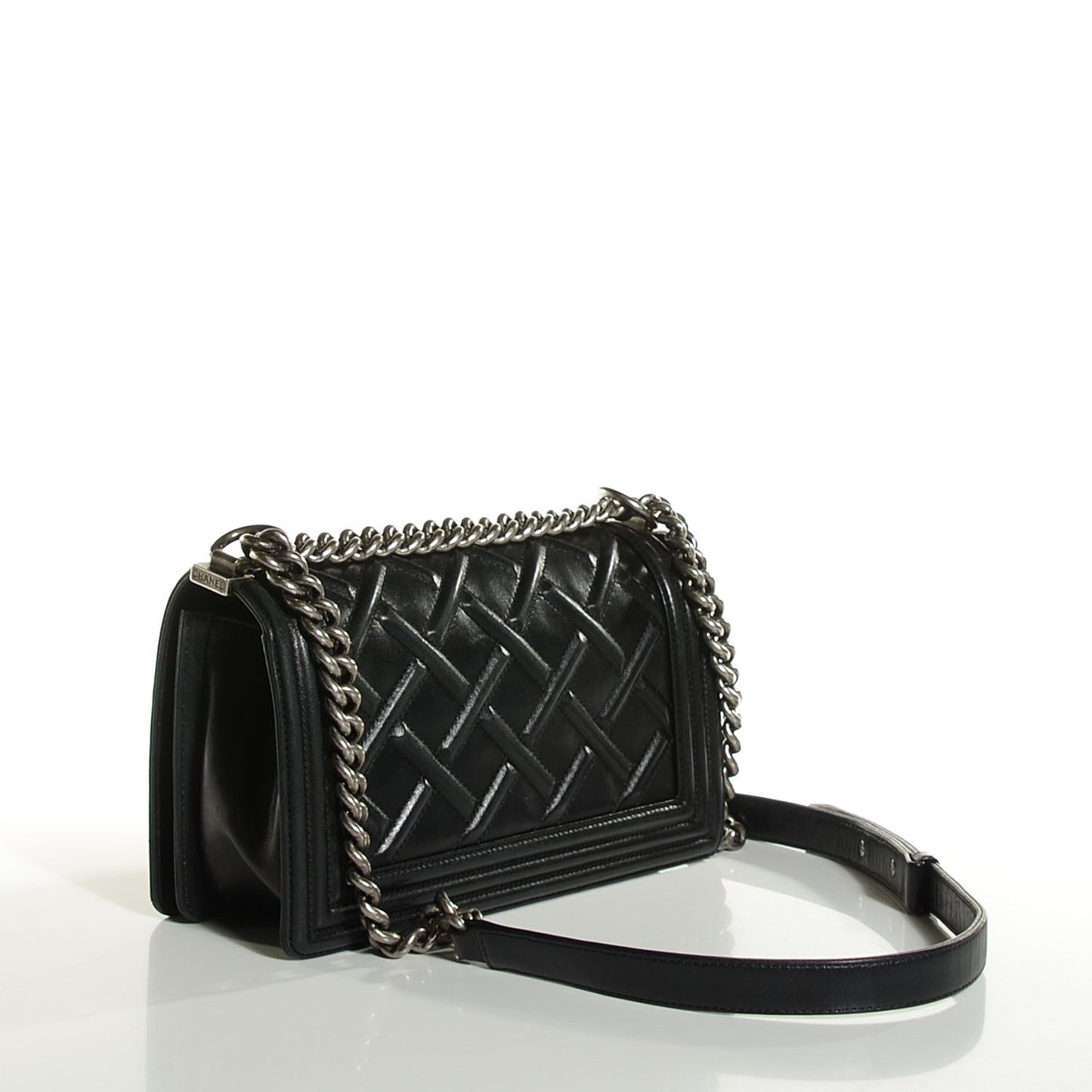 Lambskin Stitched Medium Boy Flap Black