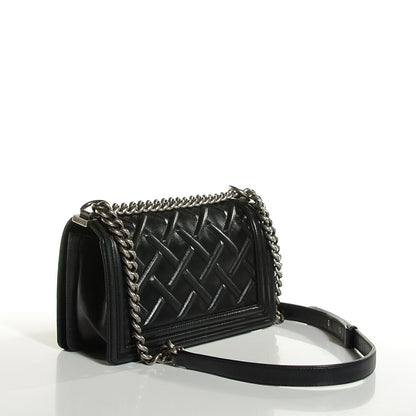 Chanel Lambskin Stitched Medium Boy Flap Black 3 of 8