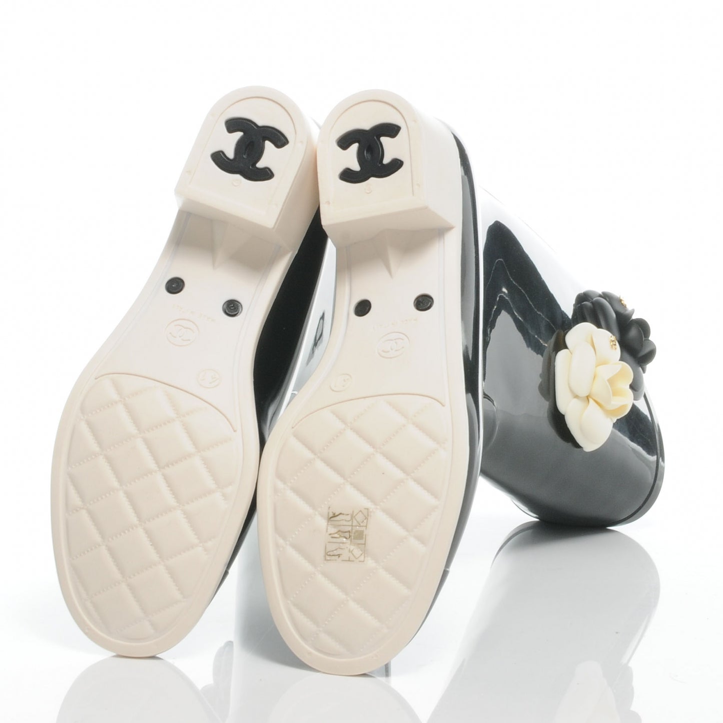 Rubber Camelia Rain Boots 41 Black White