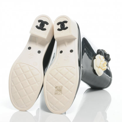 Chanel Rubber Camelia Rain Boots 41 Black White 5 of 6