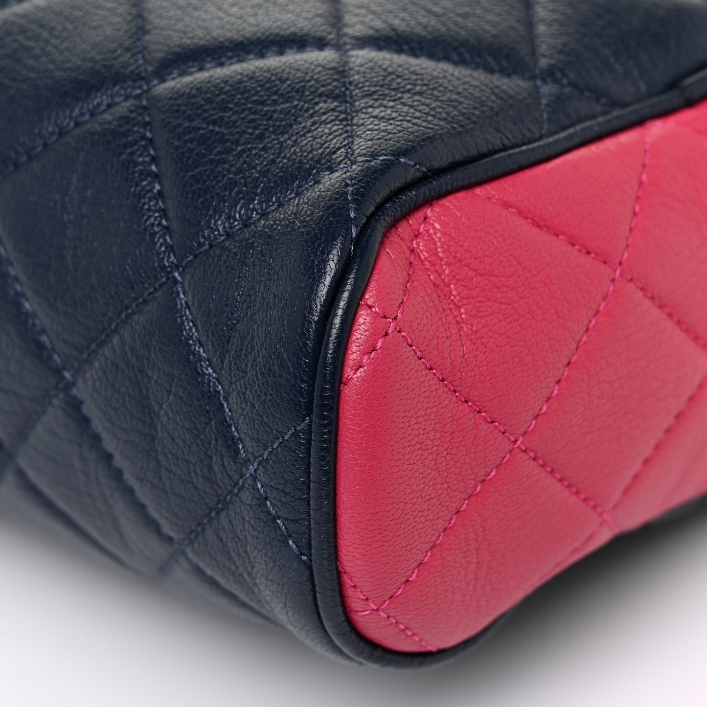 Goatskin Quilted Tri-Color Medium In & Out Camera Case Navy Turquoise Pink