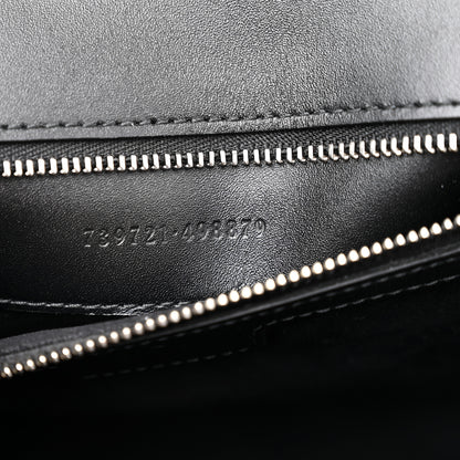 Gucci Senna Calfskin Lines Petite GG Top Handle Shoulder Bag Black Mystic White 7 of 11