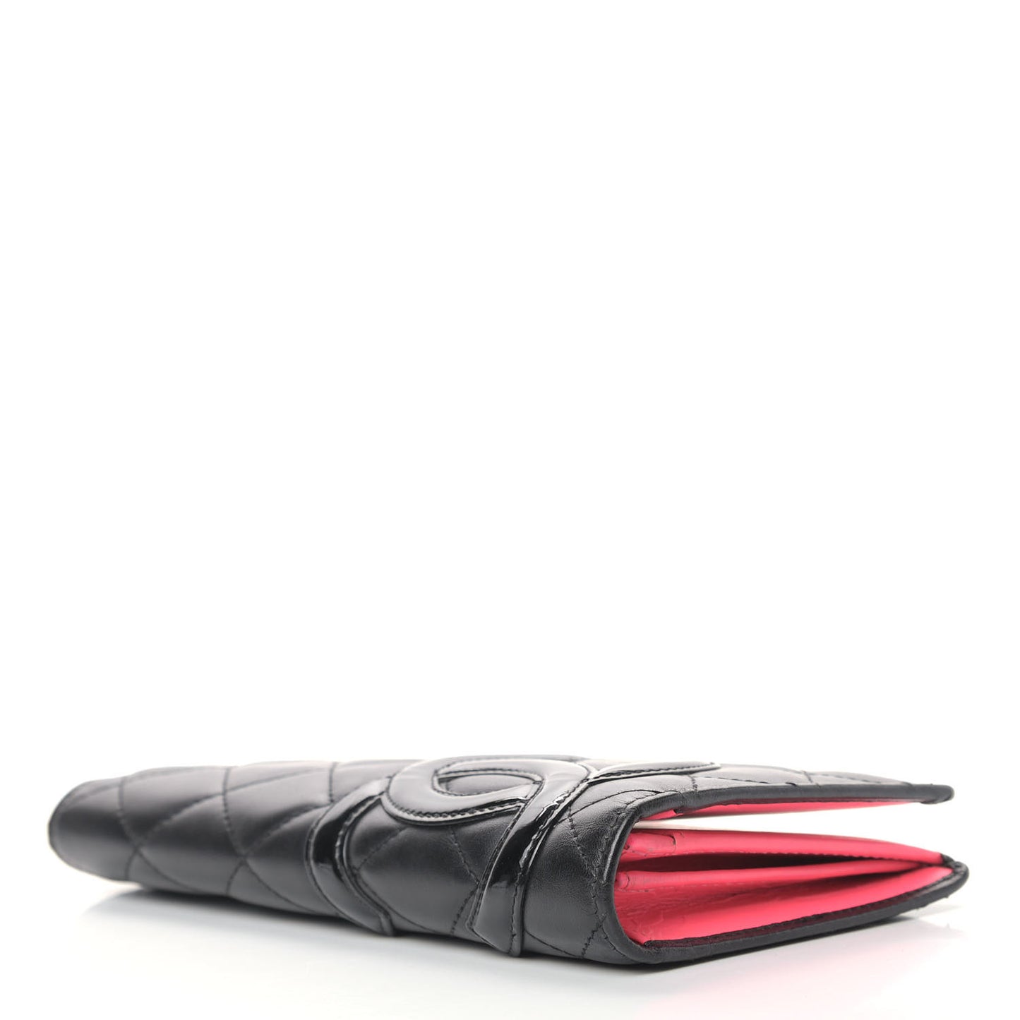 Calfskin Quilted Cambon Yen Wallet Black