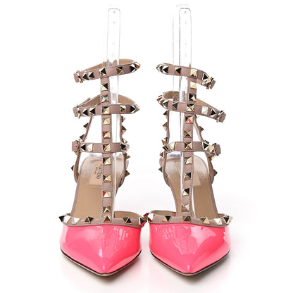 Valentino Garavani Patent Nappa Rockstud Ankle Strap 65mm Pumps 38.5 Peony Poudre 2 of 9