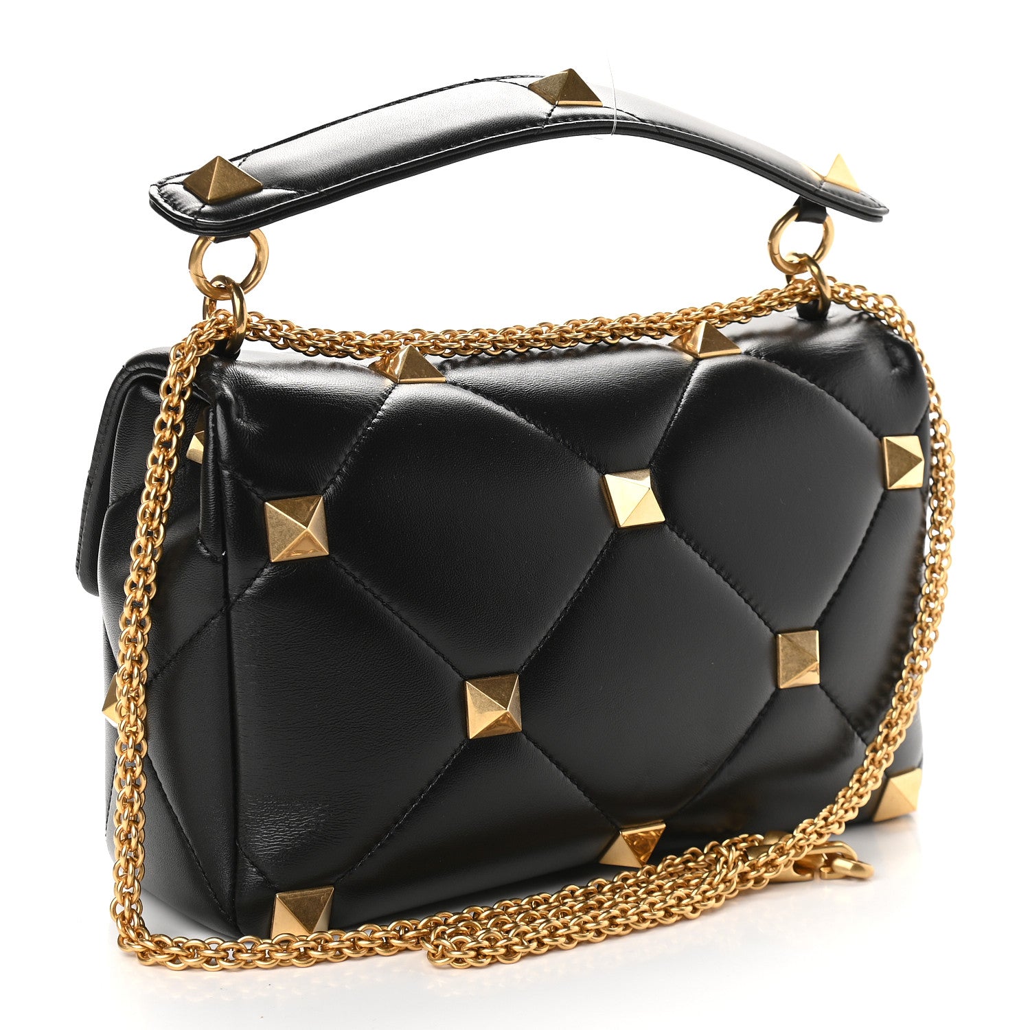 Valentino Garavani Nappa Large Roman Stud Shoulder Bag Black 3 of 8