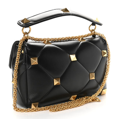Valentino Garavani Nappa Large Roman Stud Shoulder Bag Black 3 of 8
