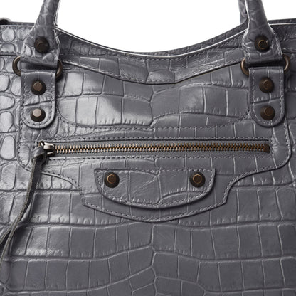 Balenciaga Calfskin Crocodile Embossed Classic Hardware City Gris Beton 13 of 13