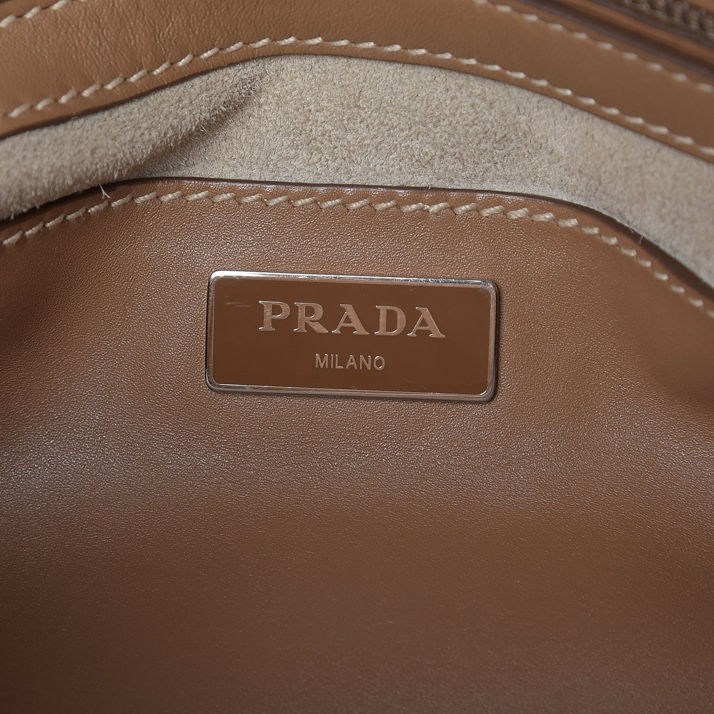 City Calf Hand Stitched Medium Galleria Double Zip Tote Caramel