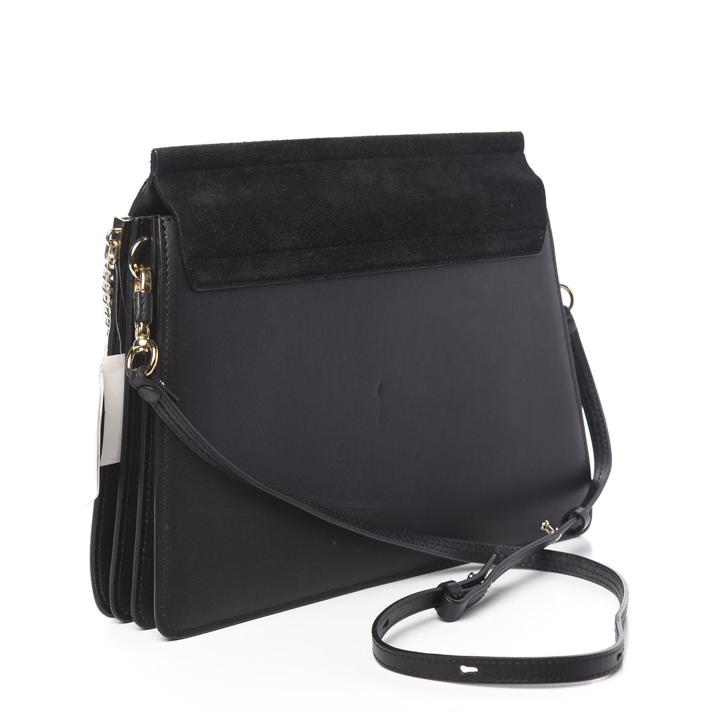 Suede Calfskin Medium Faye Shoulder Bag Black