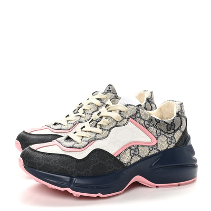 Gucci GG Supreme Monogram Mix Monogram Womens Rhyton Sneakers 36 Black Blue 4 of 10
