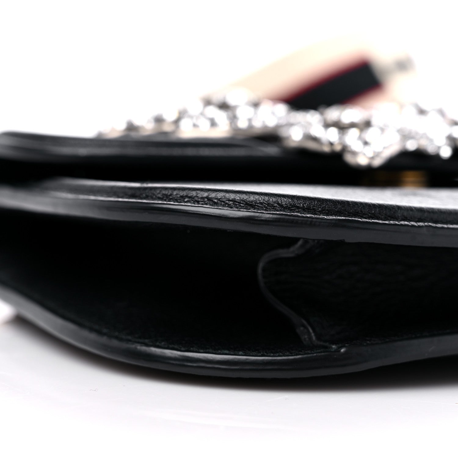 Gucci Calfskin Web Crystal Butterfly Stripe Small Totem Shoulder Bag Black 9 of 13