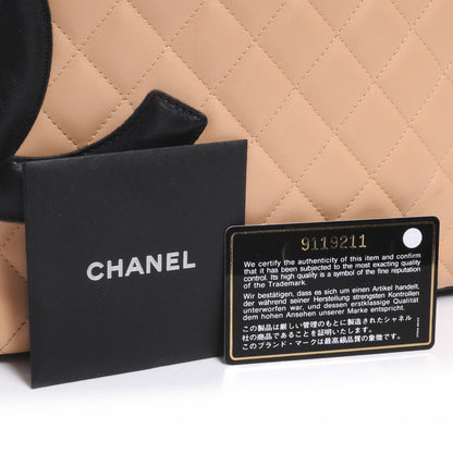 Chanel Calfskin Quilted Large Cambon Tote Beige Black 5 of 8