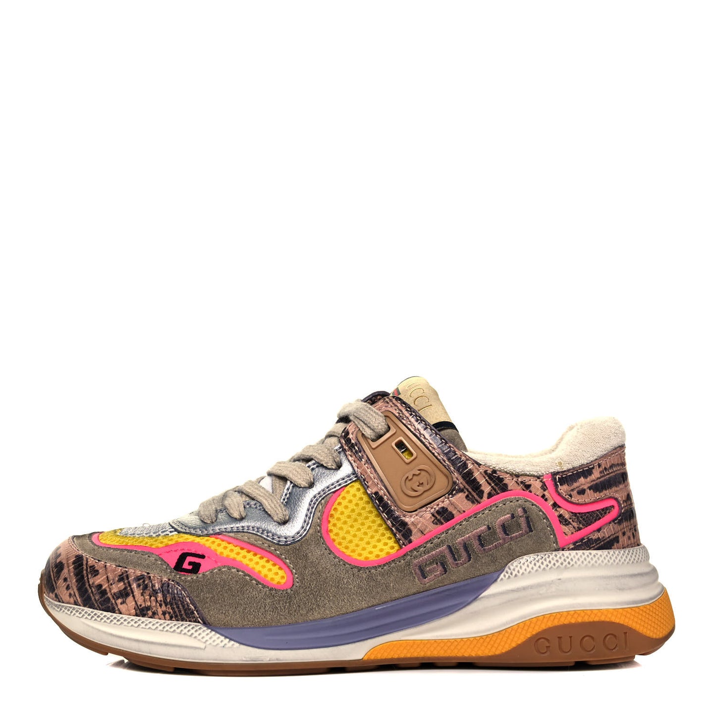 Suede Calfskin Tejus Printed Womens Ultrapace Sneakers 35.5 Pink Silver Oatmeal Yolk