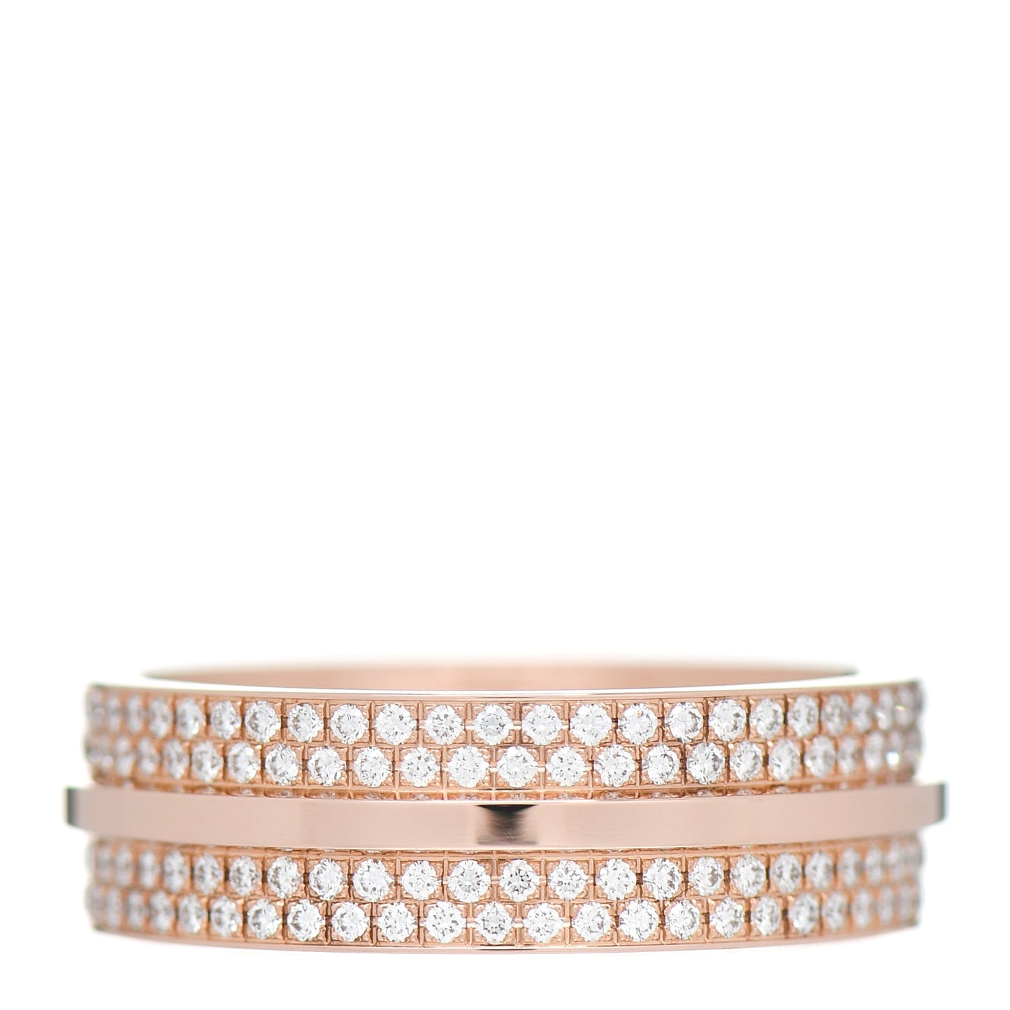 18K Rose Gold Diamond Wide T Two Pave Ring 52 6