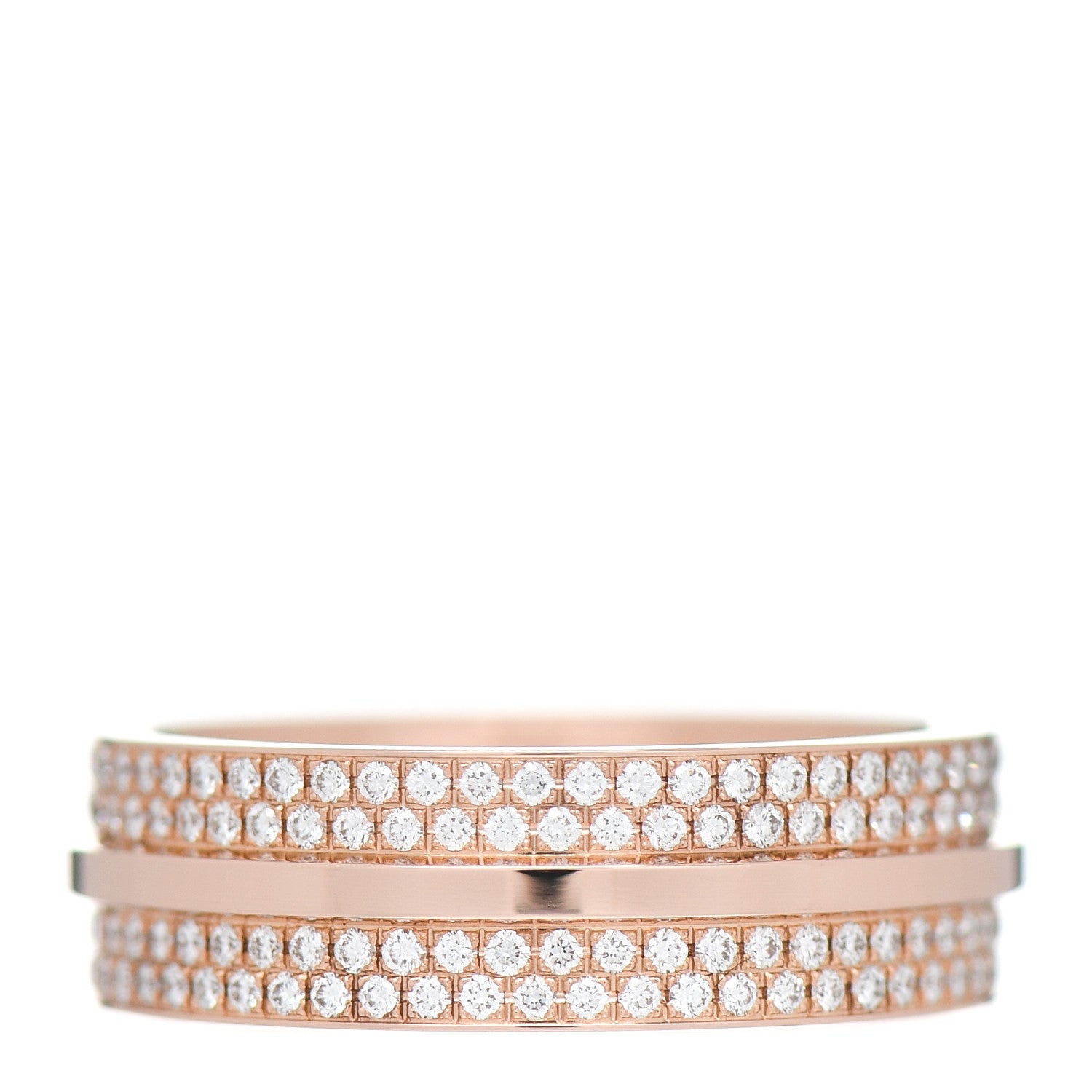 Tiffany 18K Rose Gold Diamond Wide T Two Pave Ring 52 6 3 of 5