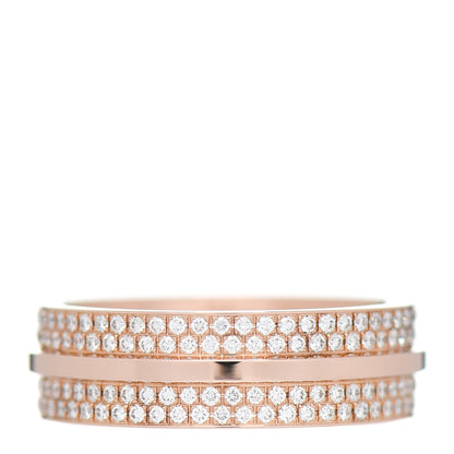 Tiffany 18K Rose Gold Diamond Wide T Two Pave Ring 52 6 3 of 5
