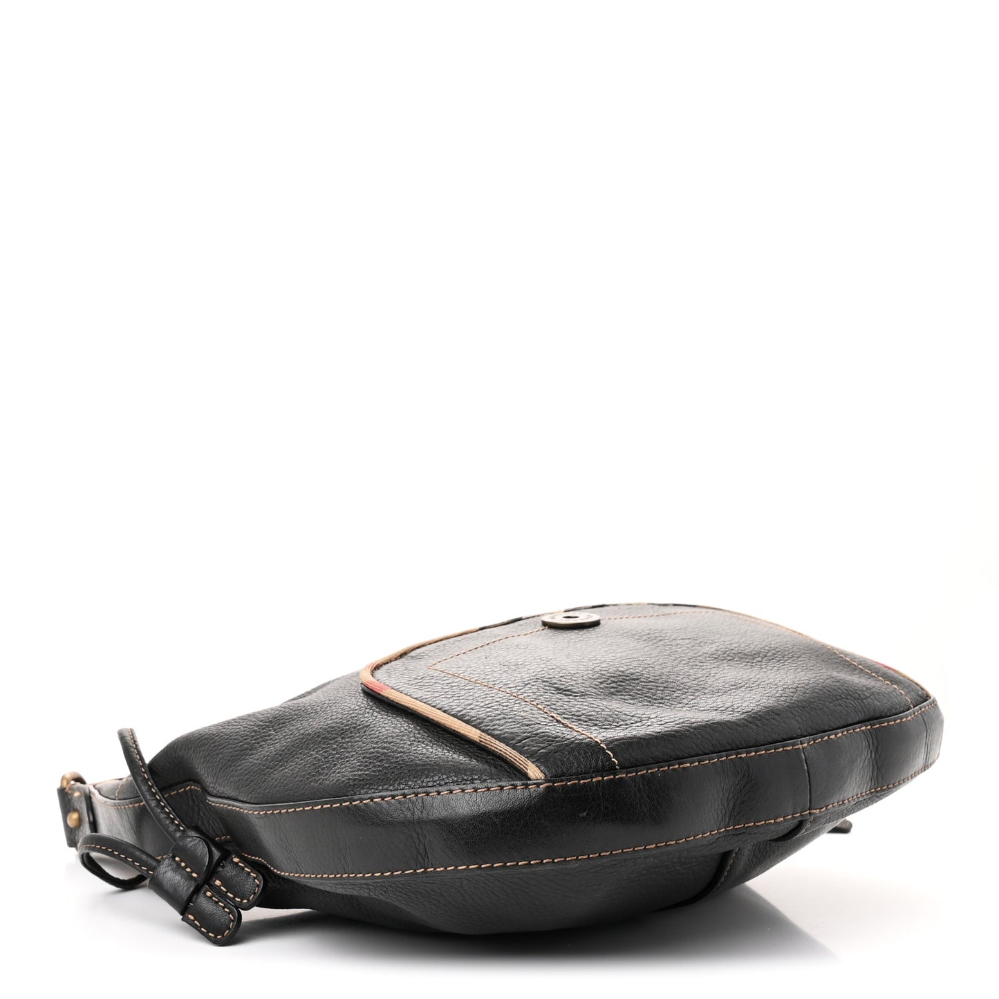 Calfskin Nova Check Trim Hobo Black