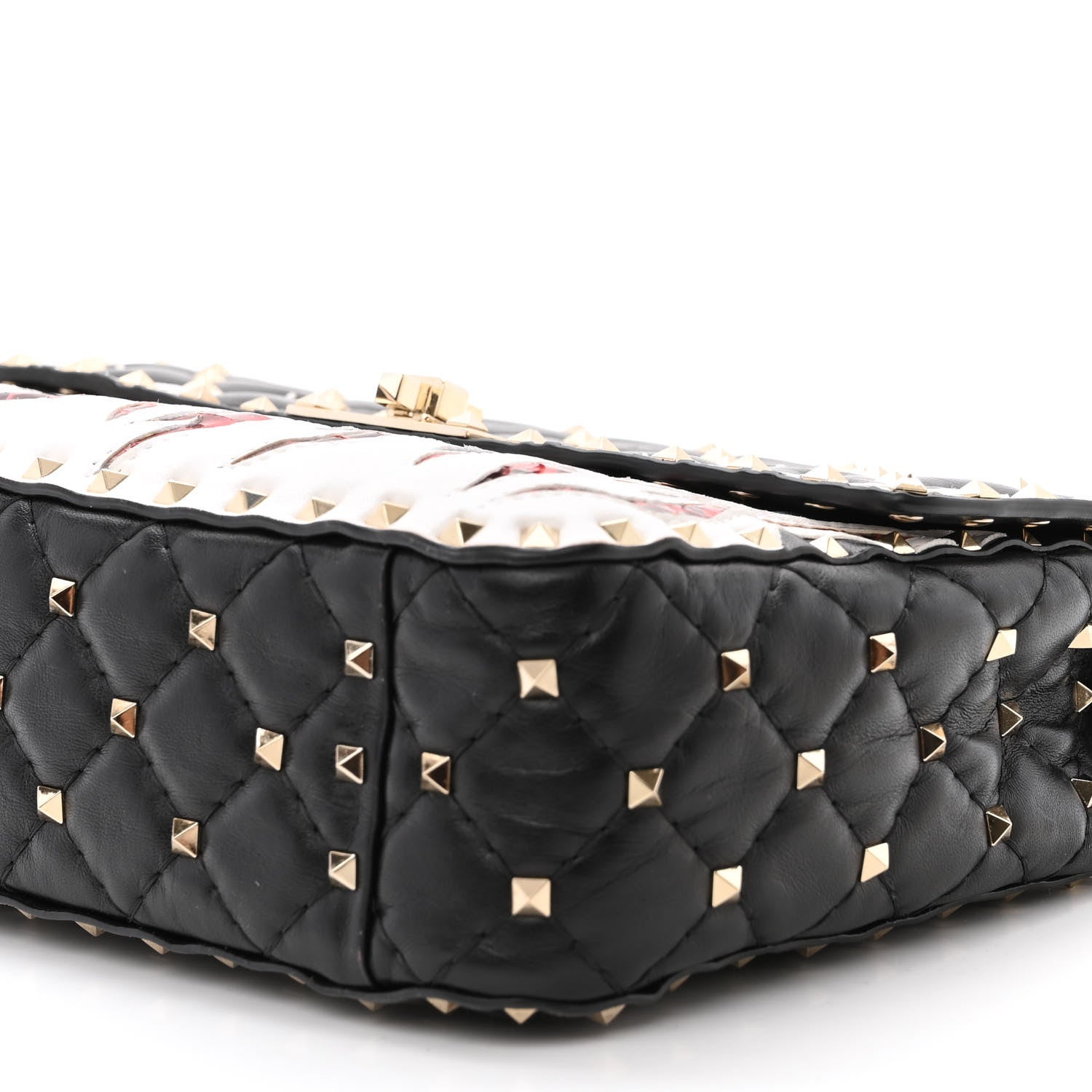 Valentino Garavani Lambskin Ayers Flames Medium Rockstud Spike Shoulder Bag Black 9 of 9