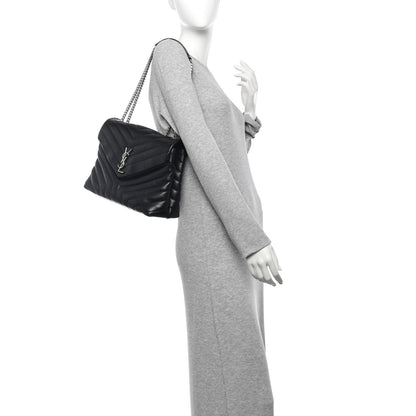 Saint Laurent Calfskin Y Quilted Monogram Medium Loulou Chain Satchel Black 3 of 25
