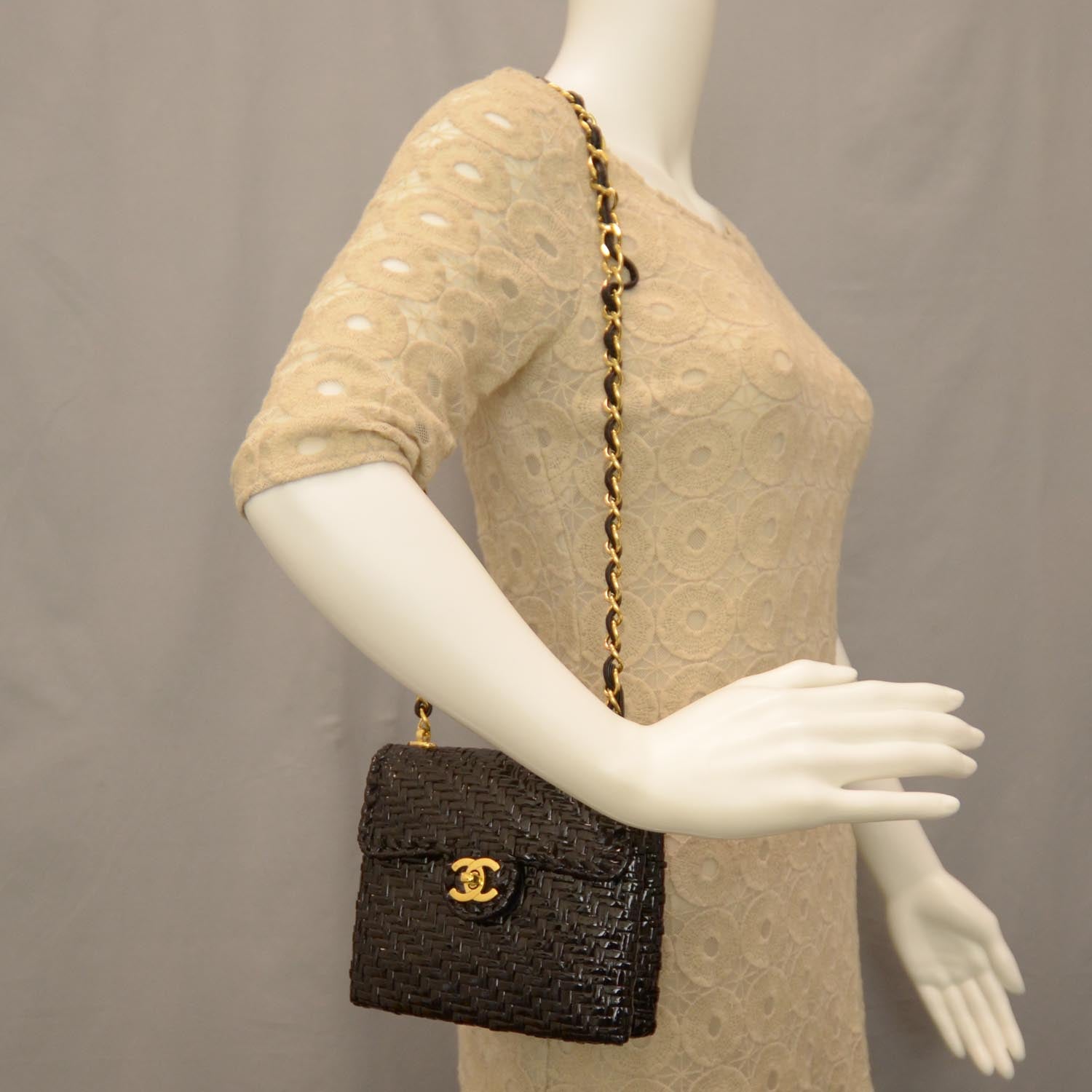 Chanel Patent Woven Mini Flap Black 2 of 9