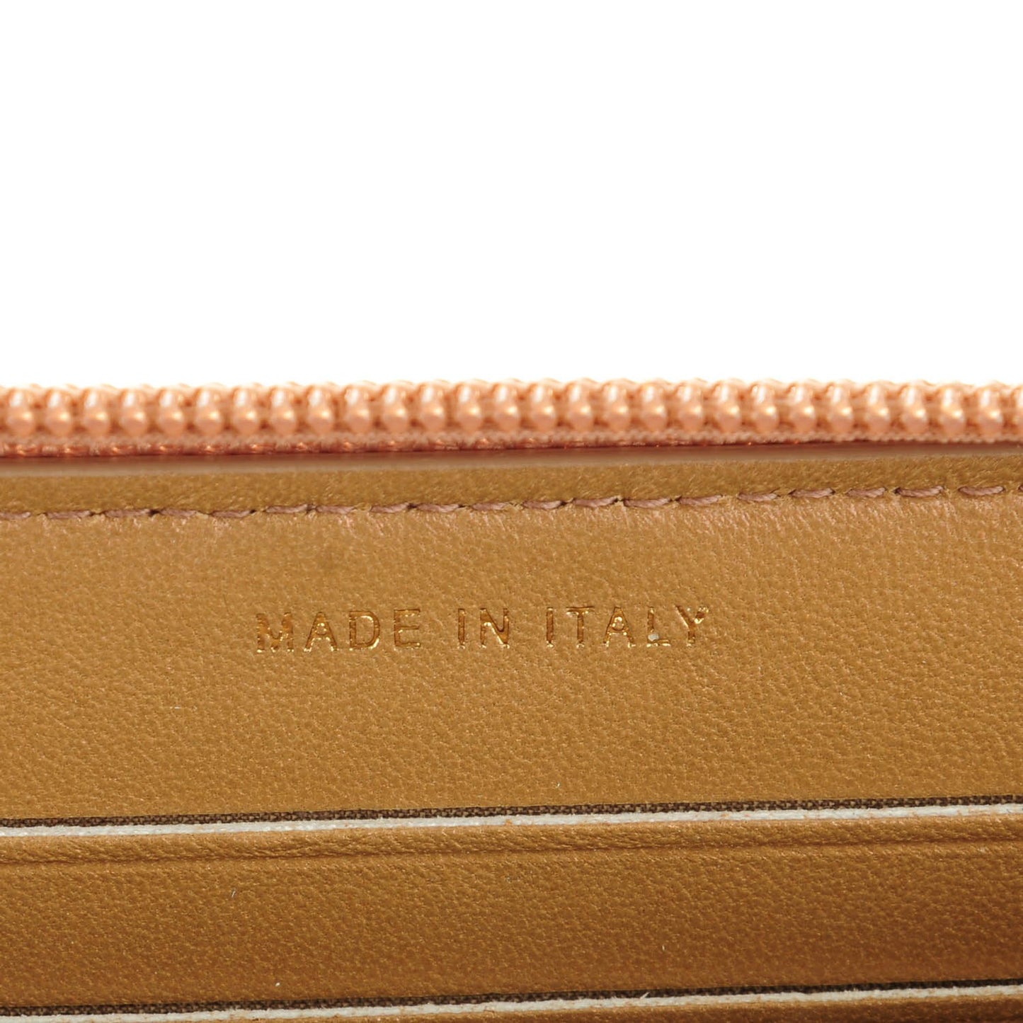 Iridescent Glazed Calfskin Quilted Small Boy Zip Around Wallet Dark Beige