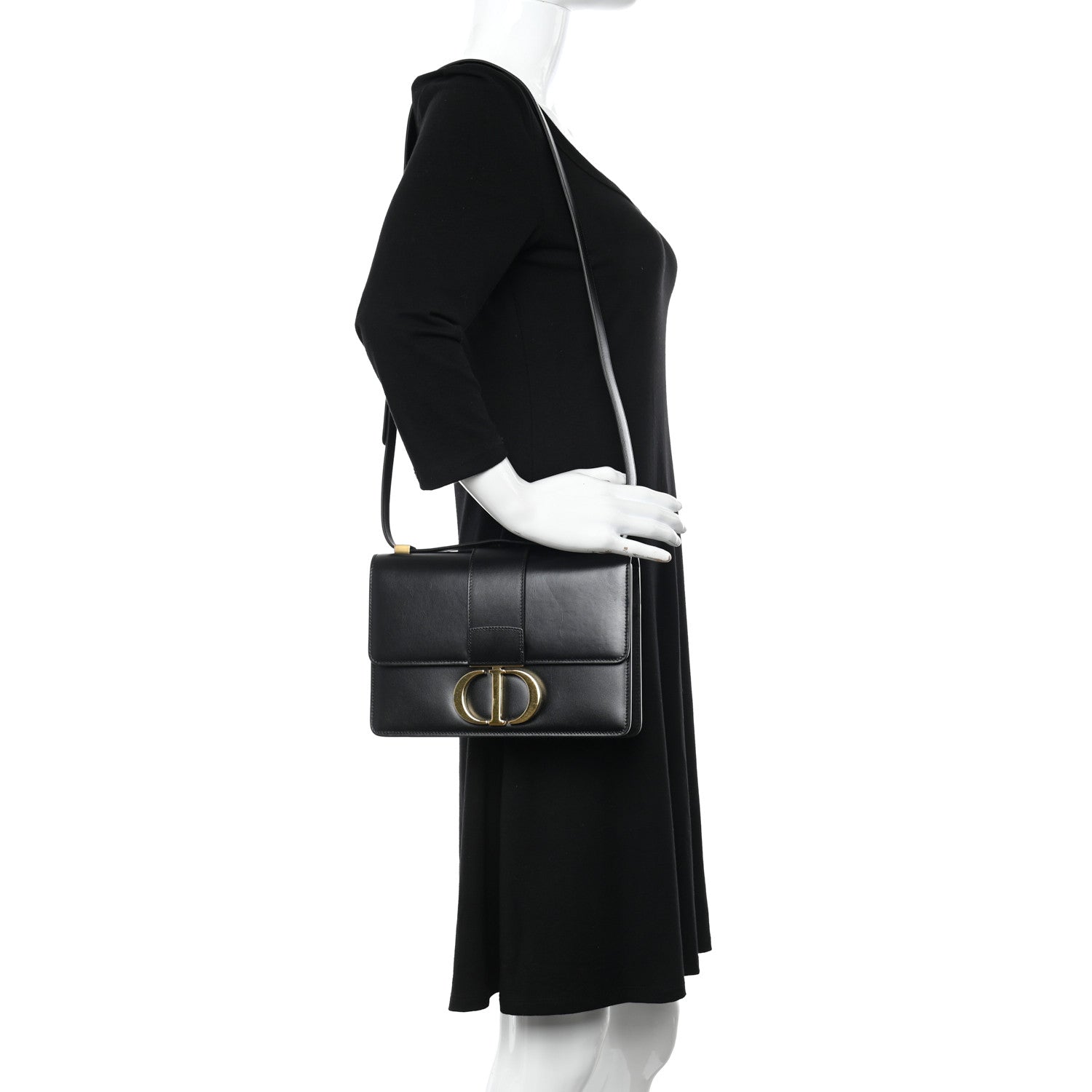 Christian Dior Smooth Calfskin 30 Montaigne Flap Bag Black 2 of 10