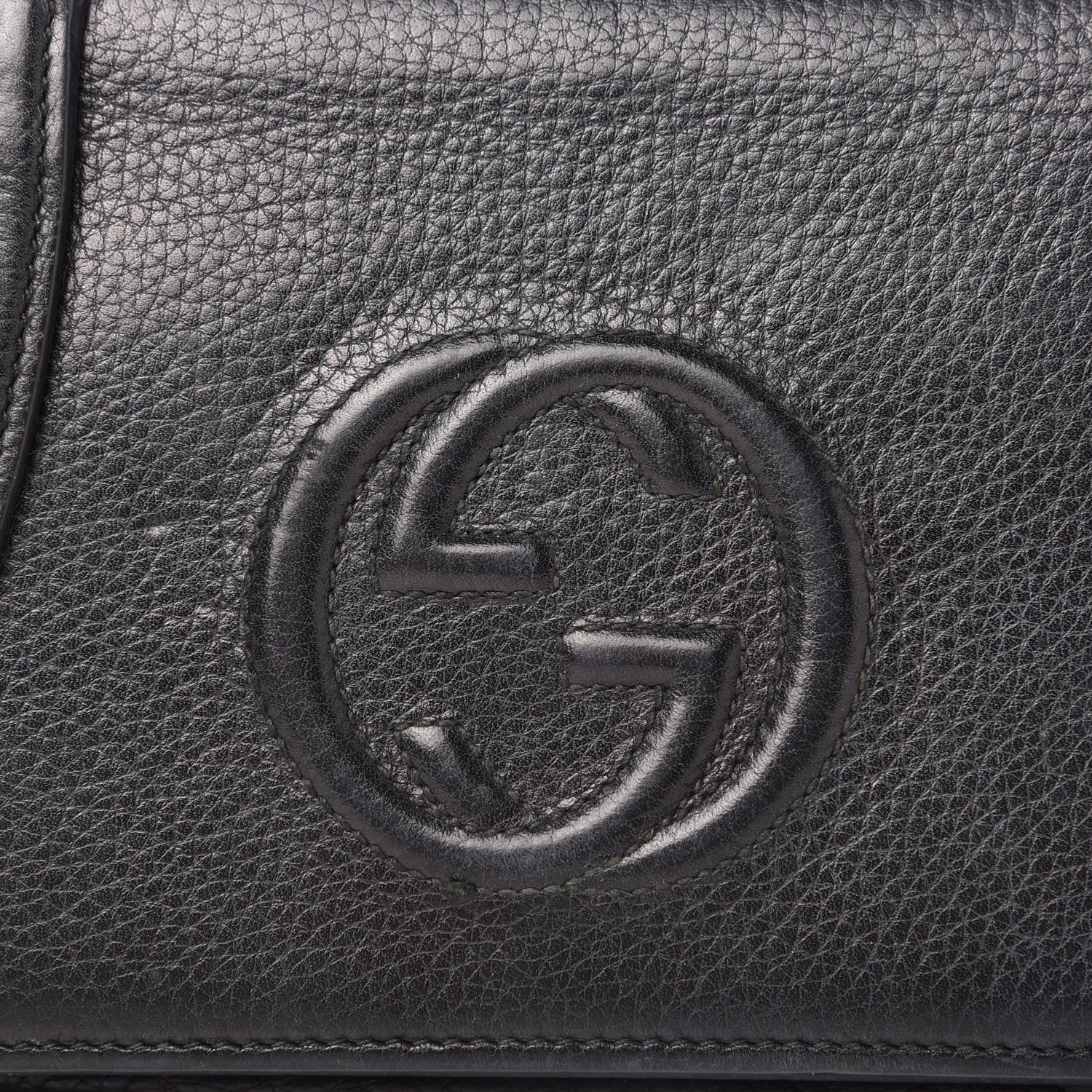 Gucci Pebbled Calfskin Soho Wallet on Chain Black 9 of 9
